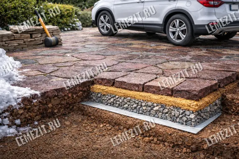 камень плитняк под парковку автомобиля